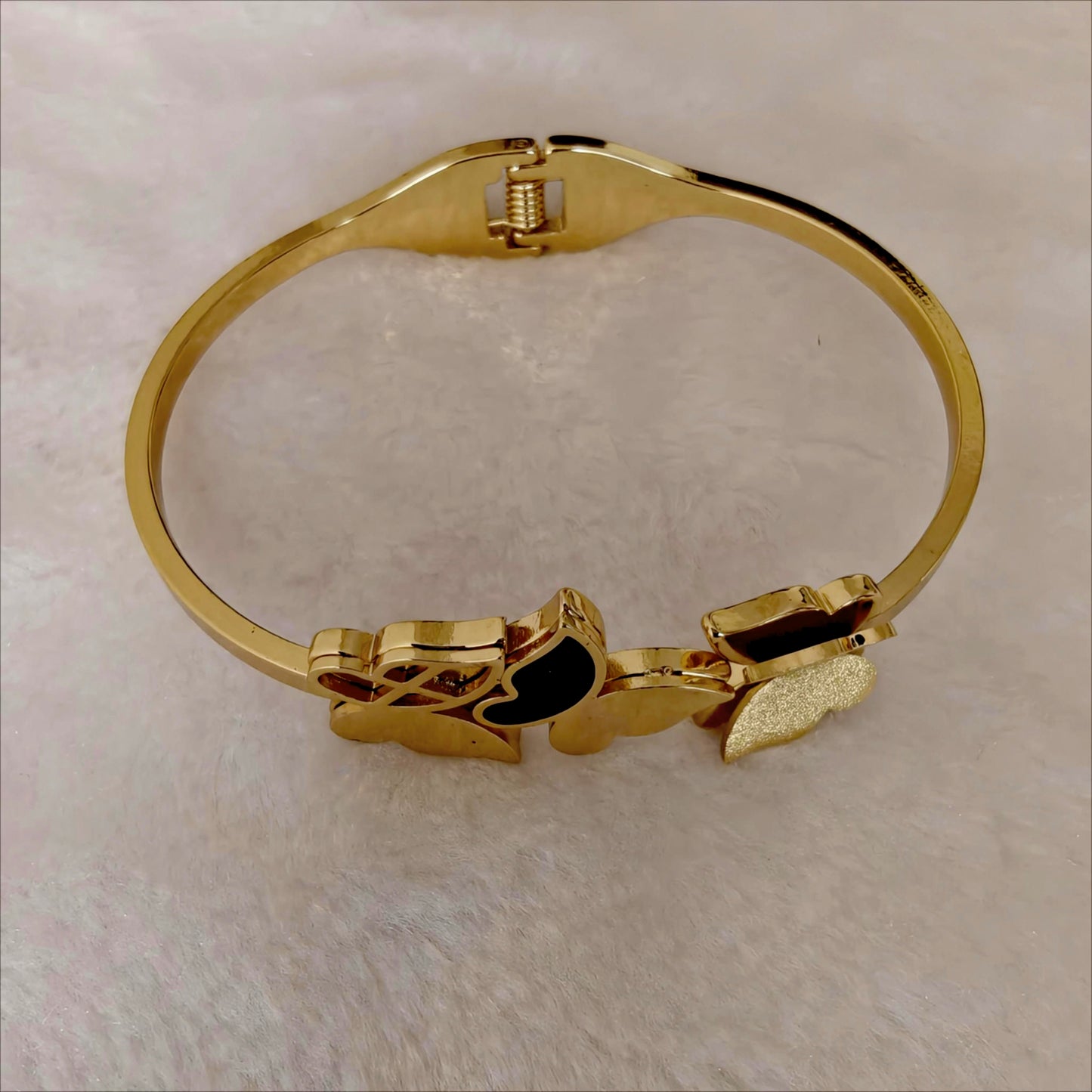 Gold Butterfly Anti Tarnish Hinged Bangle
