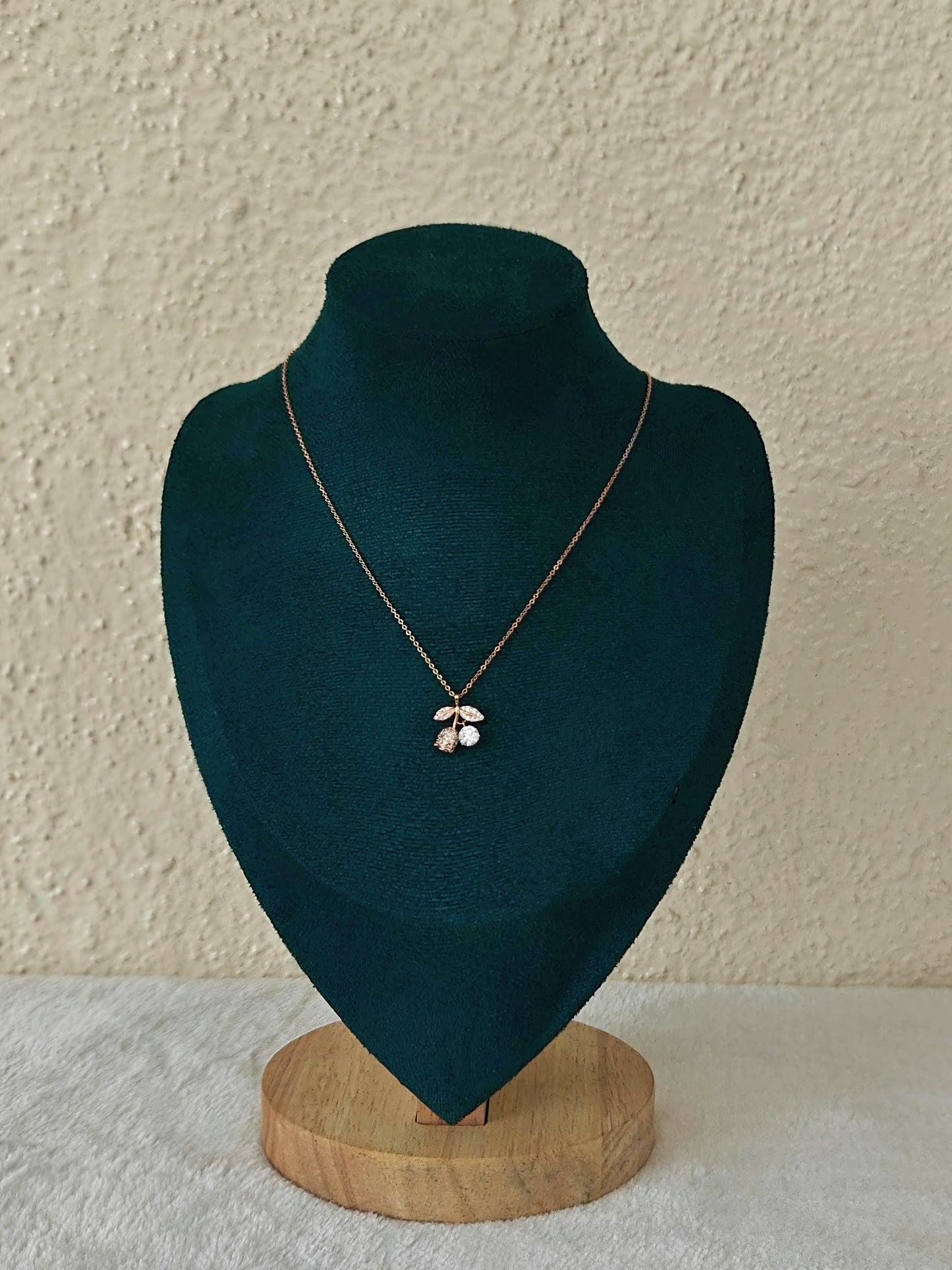 Dainty Sparkling Pendant Necklace - Rose Gold Finish