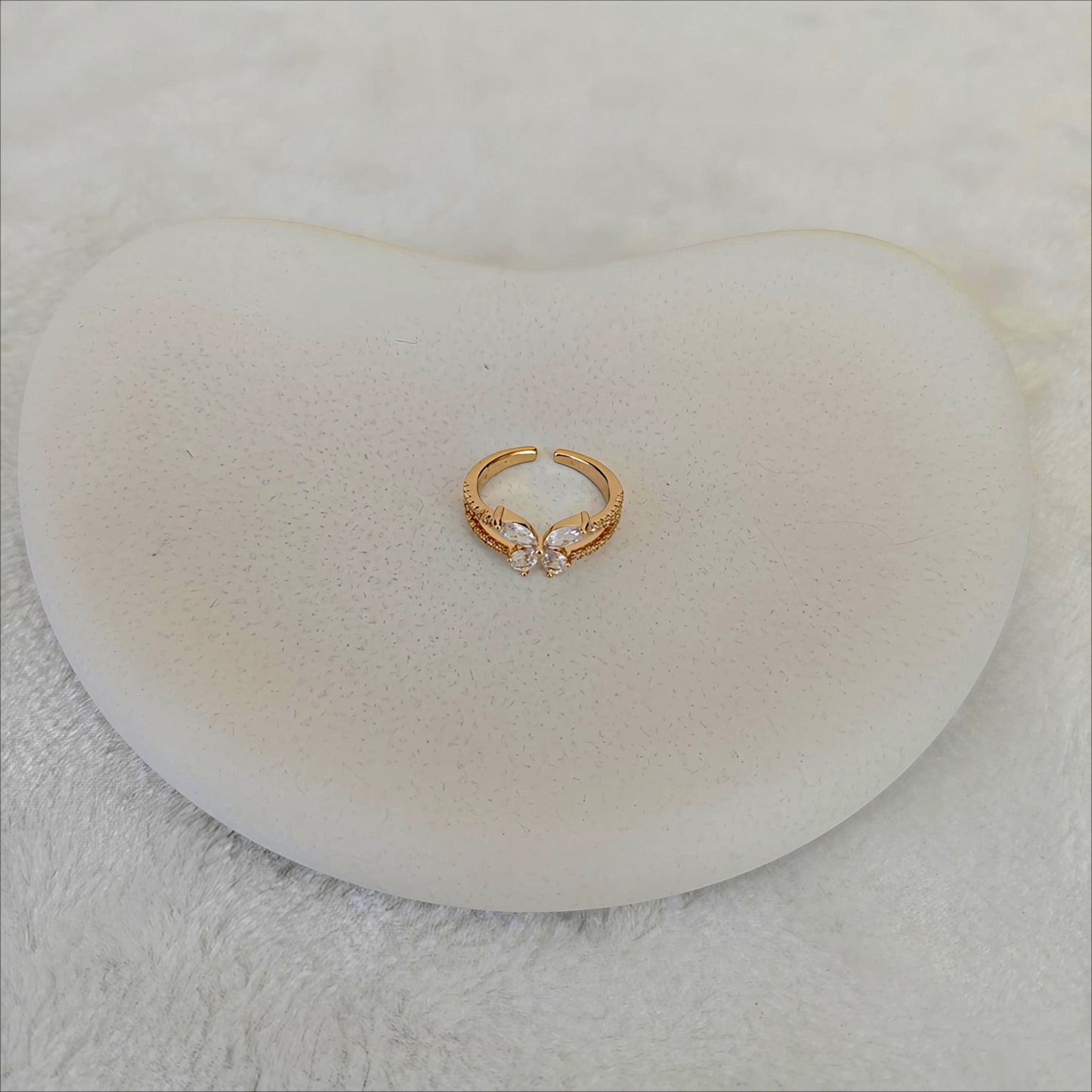 Rose Gold Korean Jewellery Butterfly Crystal Adjustable Ring