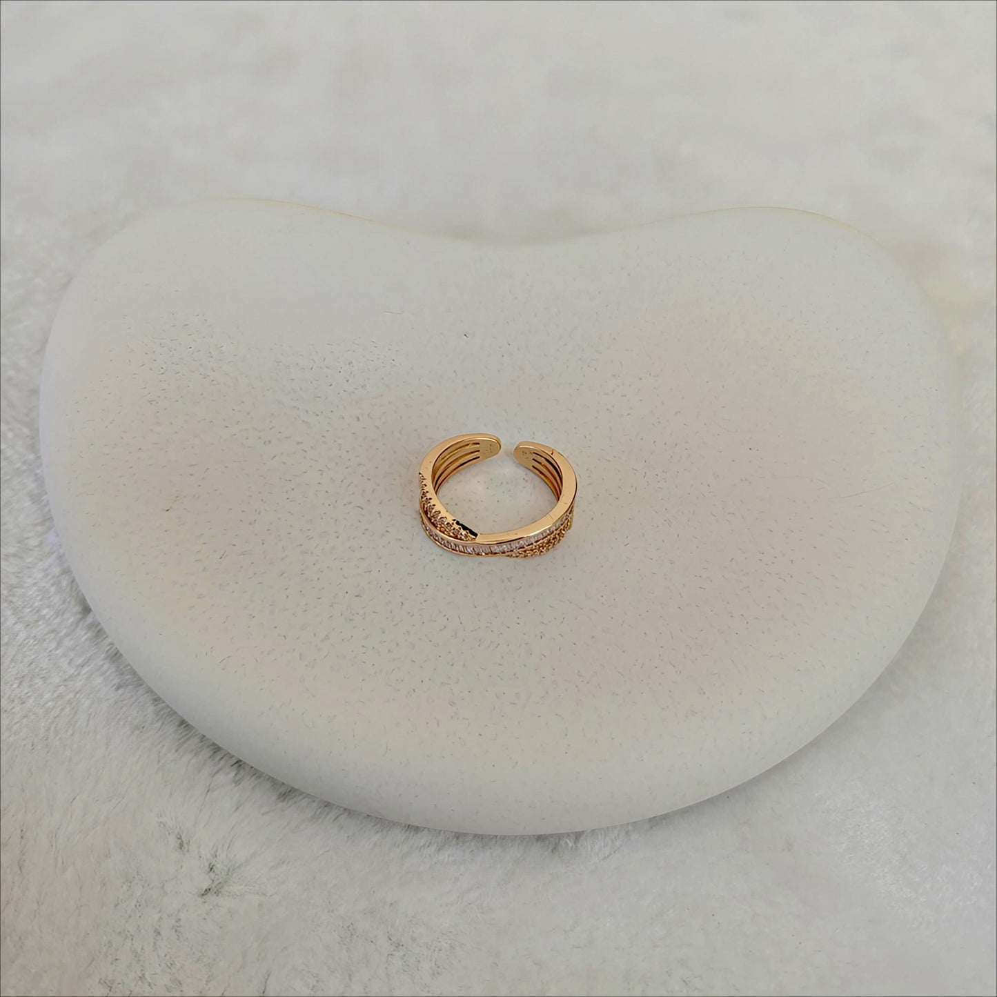 Criss-Cross Crystal Adjustable Ring