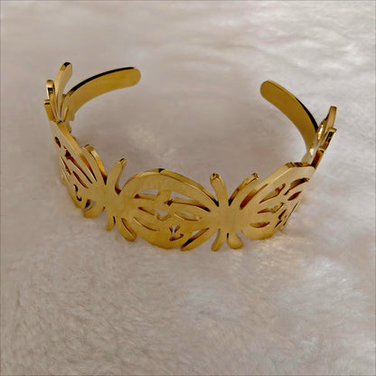 Intricate Gold Anti Tarnish Cutout Cuff Bangle