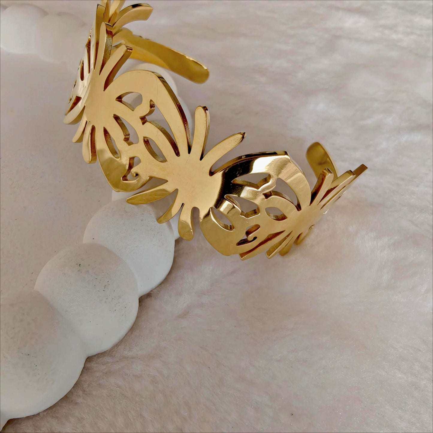 Intricate Gold Anti Tarnish Cutout Cuff Bangle