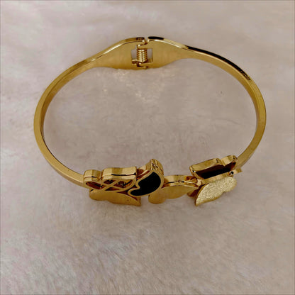 Gold Butterfly Anti Tarnish Hinged Bangle