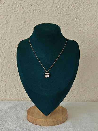 Dainty Sparkling Pendant Necklace - Rose Gold Finish
