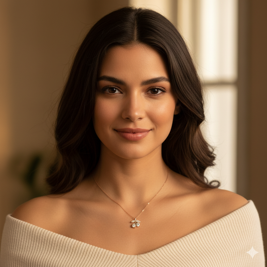 Dainty Sparkling Pendant Necklace - Rose Gold Finish