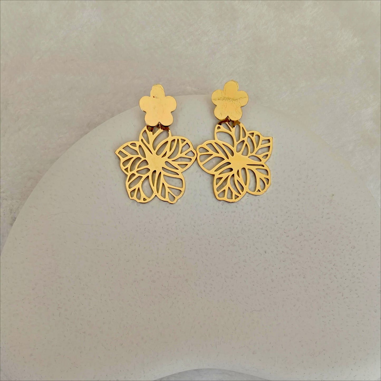 Golden Petal Bloom Dangle Earrings