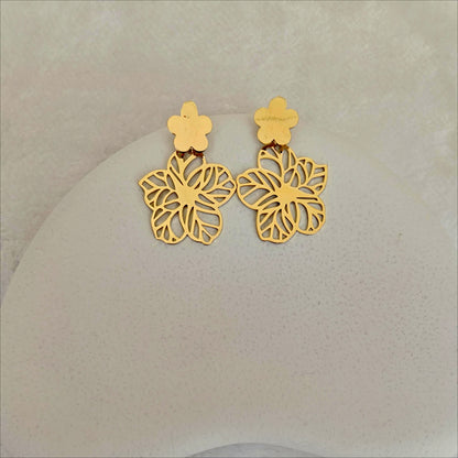 Golden Petal Bloom Dangle Earrings
