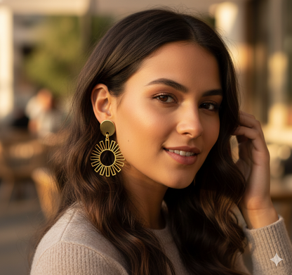 Modern Golden Sunburst Dangle Earrings