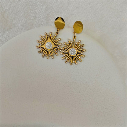 Dazzling Starburst Dangle Earrings with CZ Accents