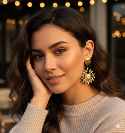 Dazzling Starburst Dangle Earrings with CZ Accents