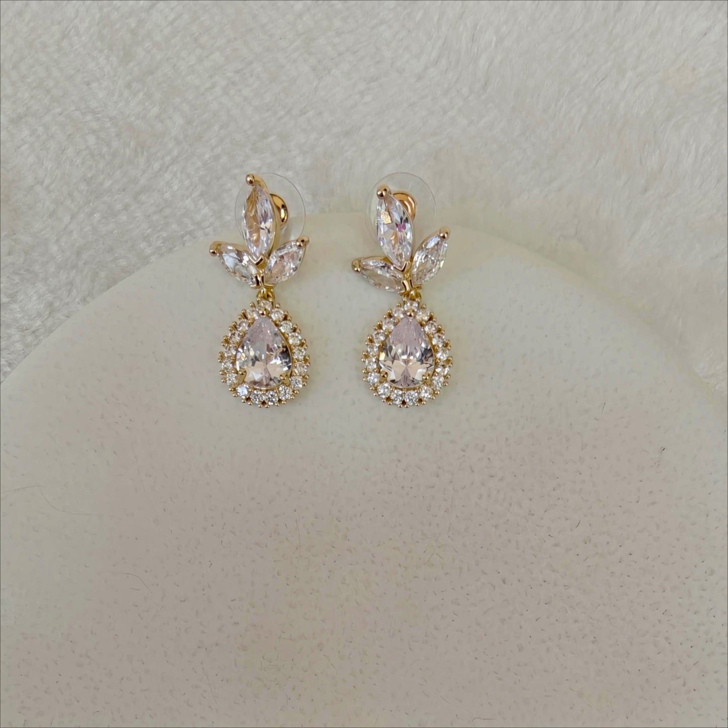 Elegant Pear Drop CZ Dangle Earrings