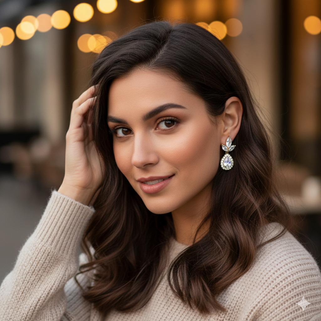 Elegant Pear Drop CZ Dangle Earrings