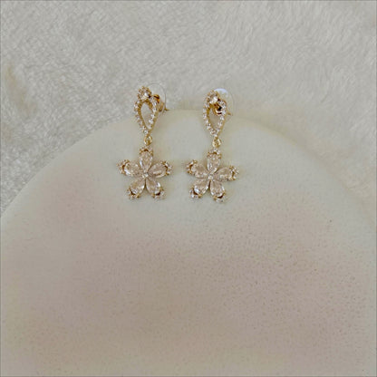 Delicate Sparkling Flower Dangle Earrings
