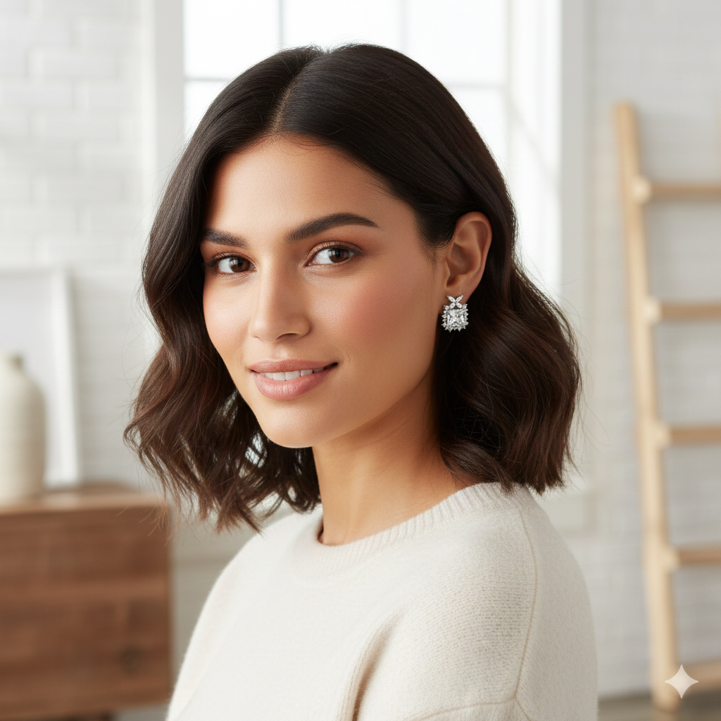 Princess Cut Halo Studs (2 Colors)