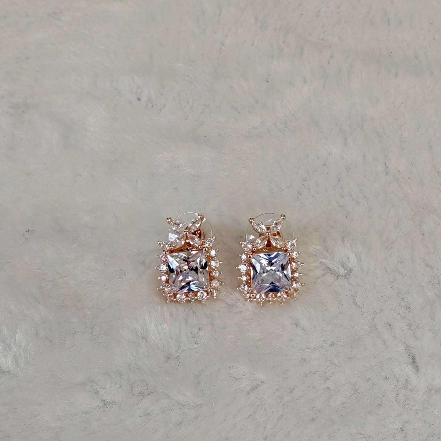 Princess Cut Halo Studs (2 Colors)