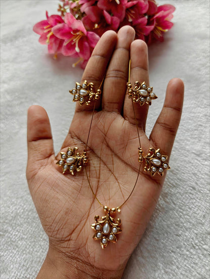 Elegant Gold-Toned & Pearl Illusion (Invisible) Necklace