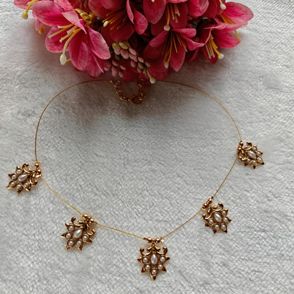 Elegant Gold-Toned & Pearl Illusion (Invisible) Necklace