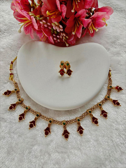 Festive Red Stone Necklace Set