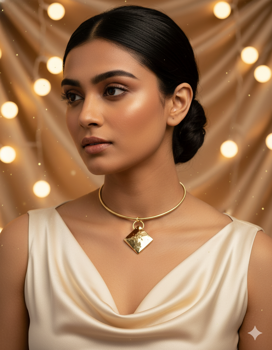 Korean Diamond Shape Pendant Necklace