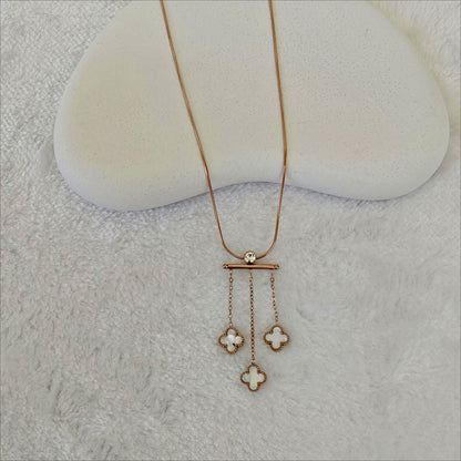 Rose Gold Stainless Steel Mother-of-Pearl Drop Necklace