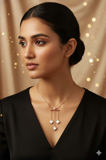 Rose Gold Stainless Steel Mother-of-Pearl Drop Necklace