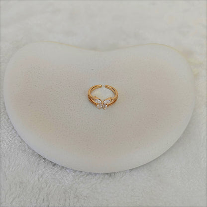 Rose Gold Korean Jewellery Butterfly Crystal Adjustable Ring