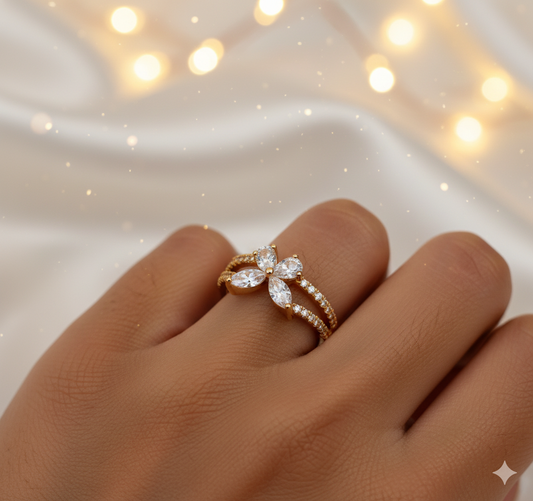 Rose Gold Korean Jewellery Butterfly Crystal Adjustable Ring