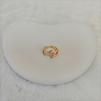 Gold Baguette Crystal Open Ring