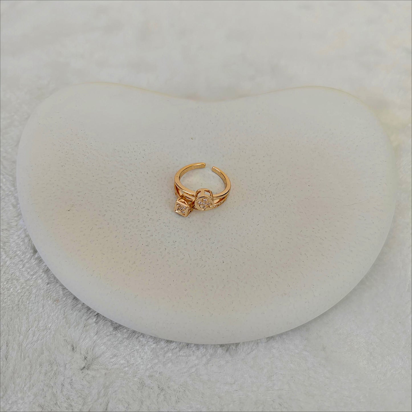 Rose Gold Korean Jewellery Marquise Crystal Wrap Adjustable Ring