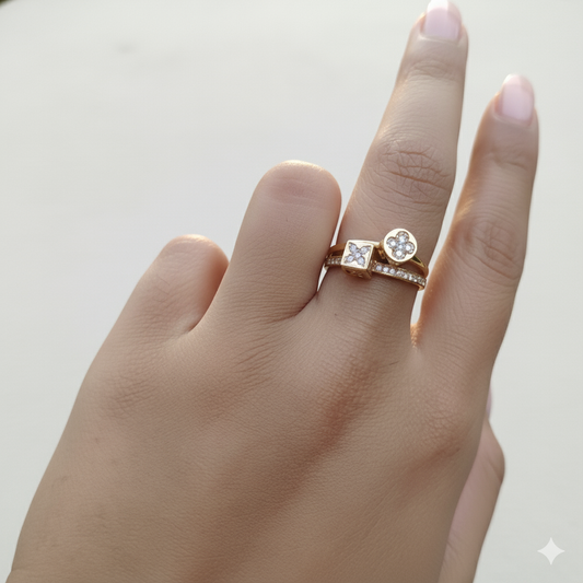 Rose Gold Korean Jewellery Marquise Crystal Wrap Adjustable Ring