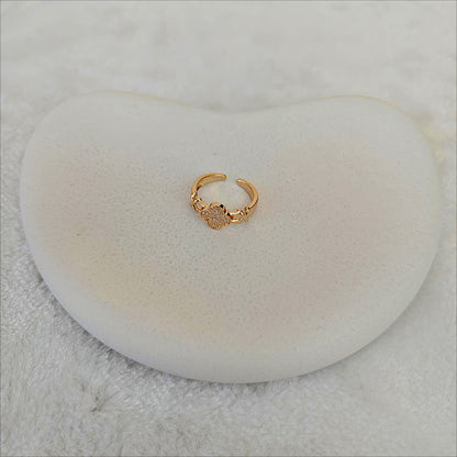 Rose Gold Pave Clover Adjustable Ring
