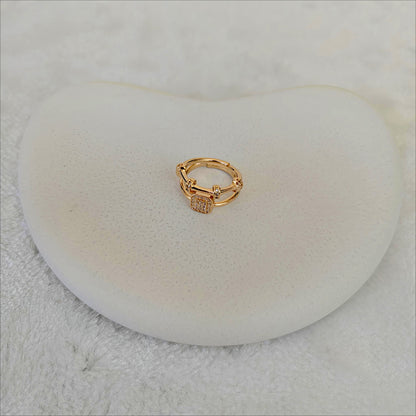 Crystal Rectangle Charm Adjustable Ring