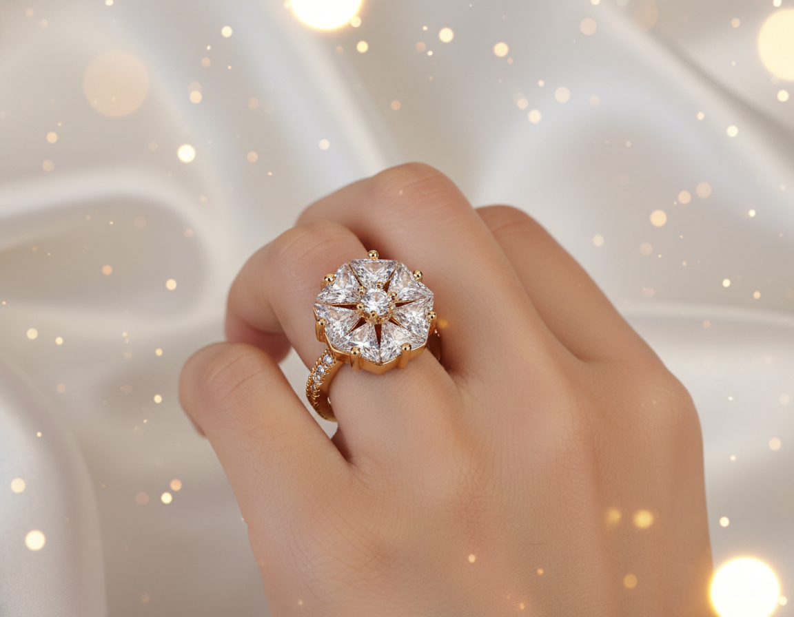 Crystal Cluster Adjustable Ring