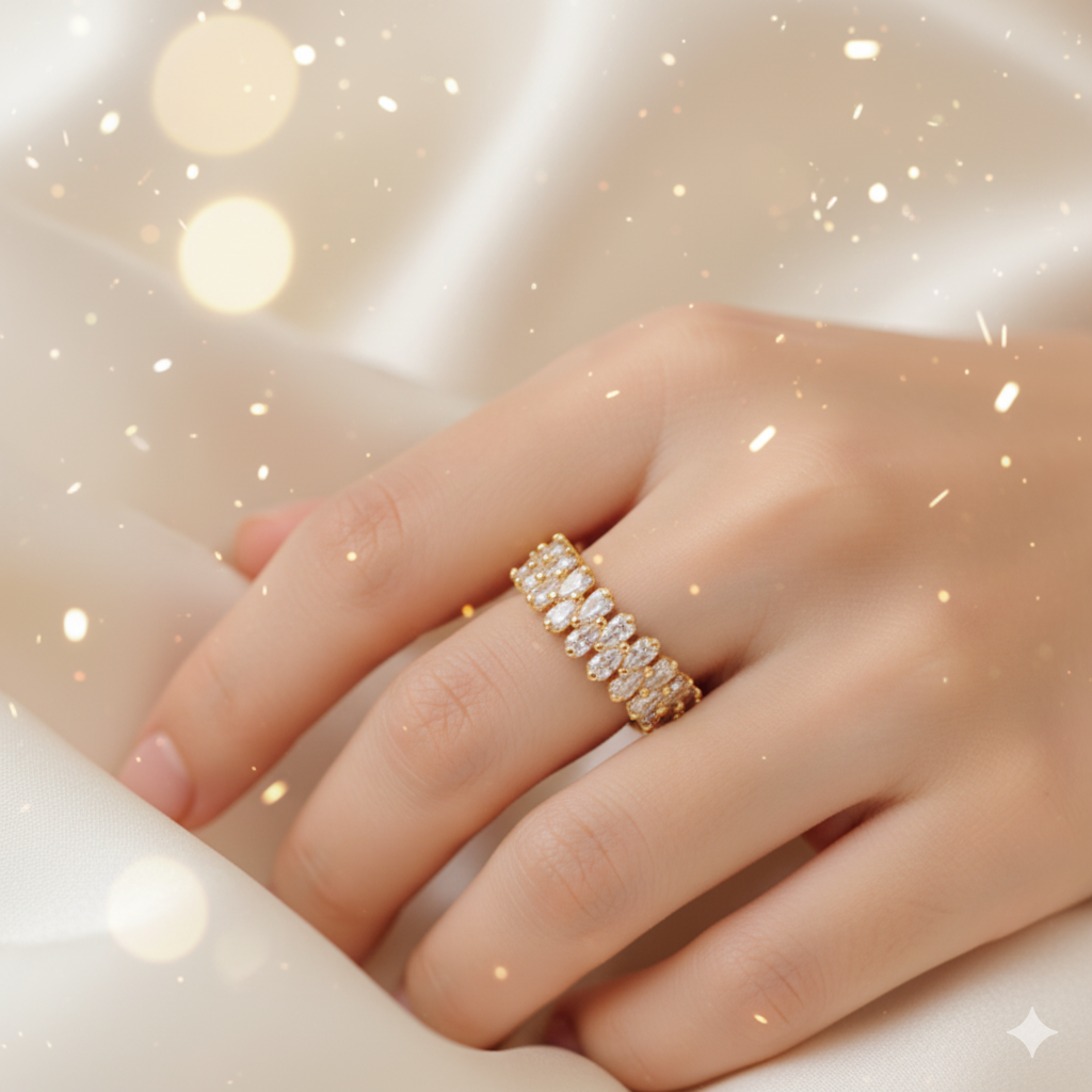 Crystal Tapered Drop Adjustable Ring