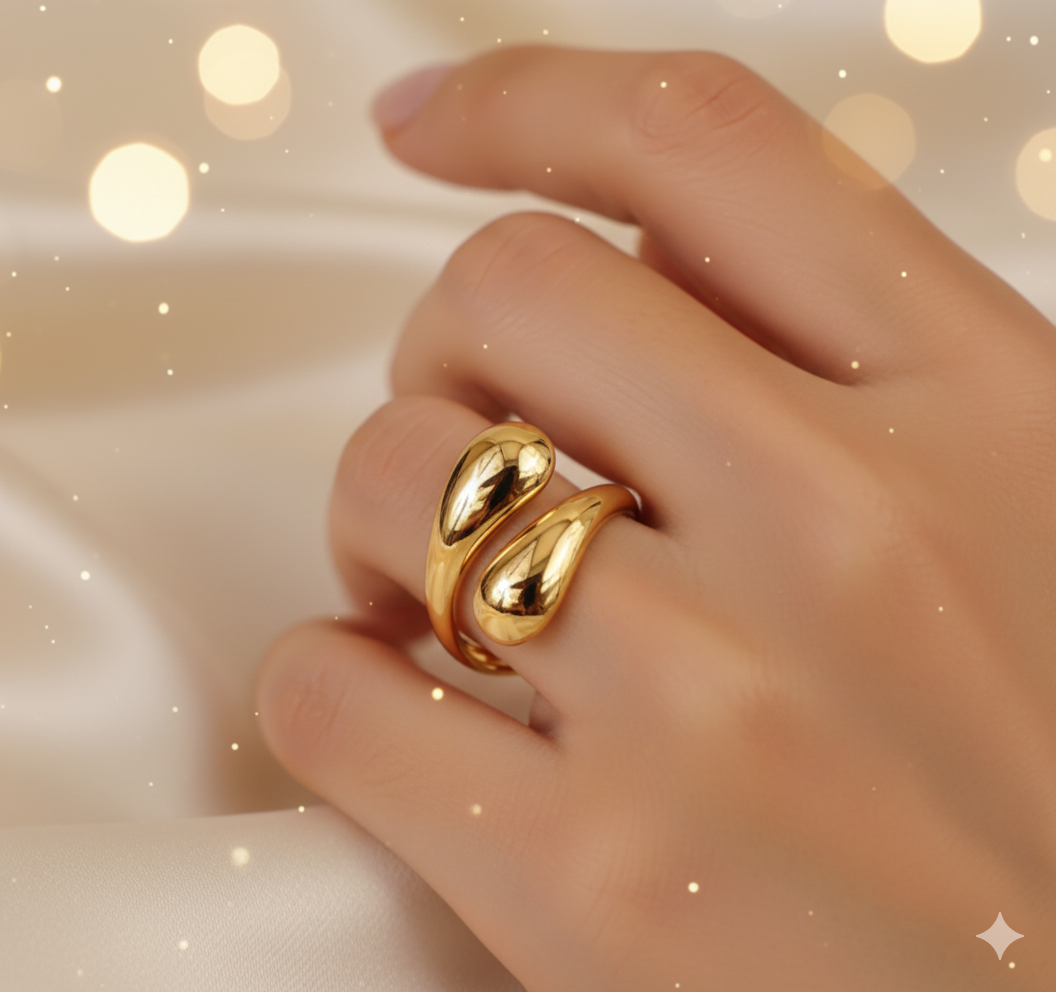 Teardrop Spiral Adjustable Ring