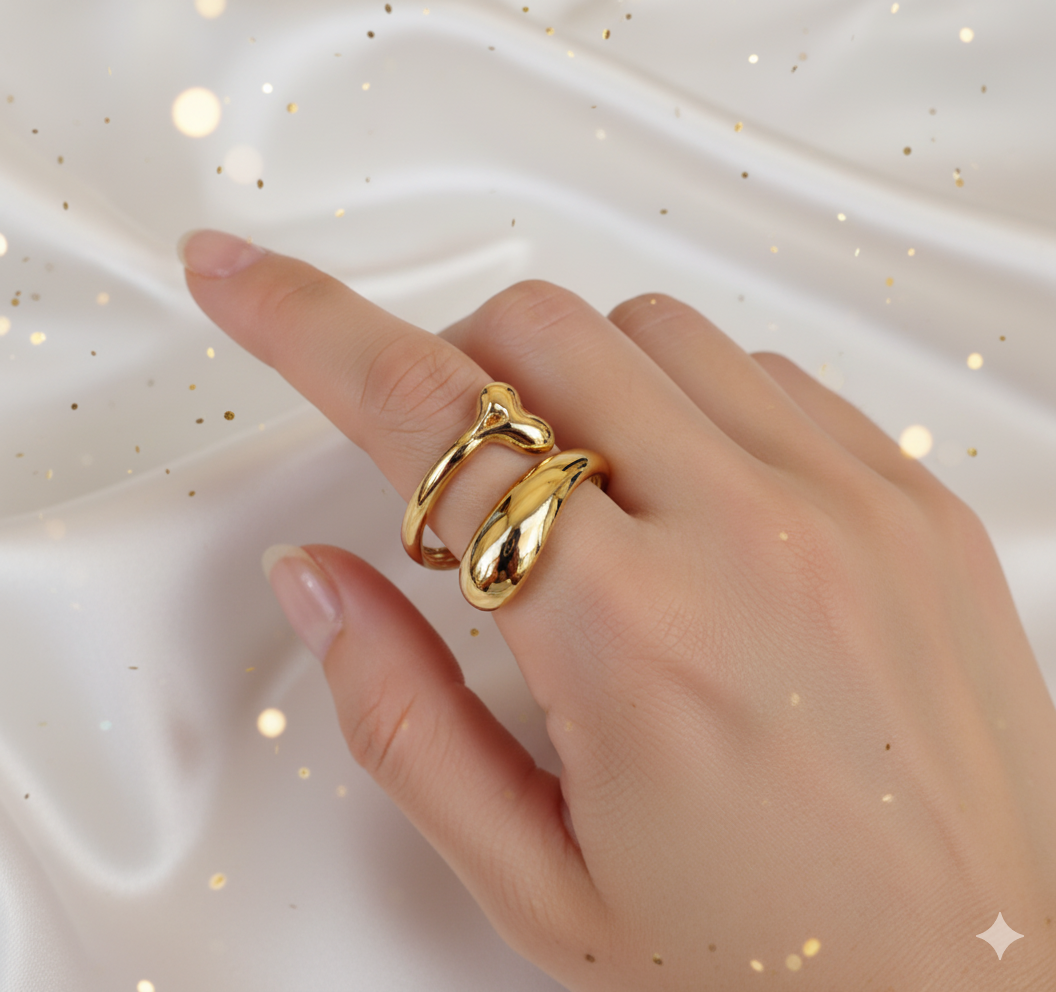 Korean Jewellery Teardrop Spiral Open Adjustable Ring