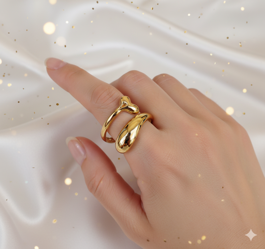 Korean Jewellery Teardrop Spiral Open Adjustable Ring