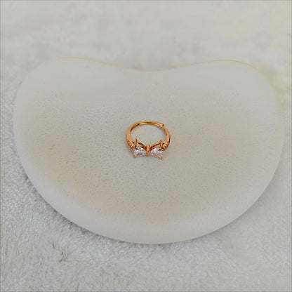 Rose Gold Crystal Bow Adjustable Ring