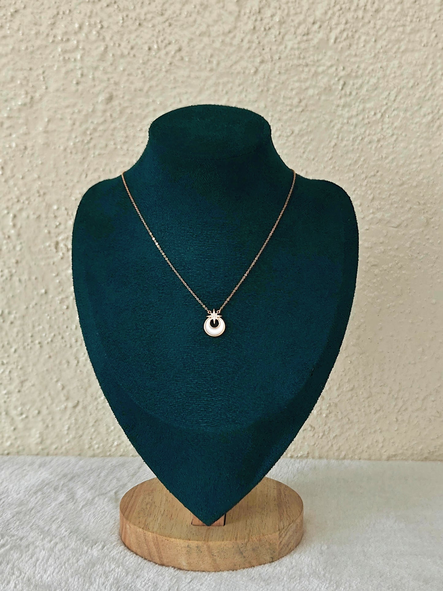 Rose Gold Crescent Moon Pendant Necklace