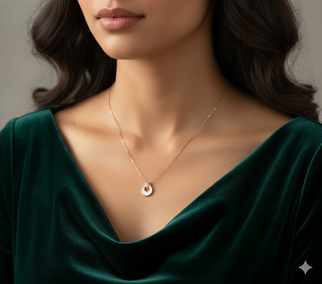 Rose Gold Crescent Moon Pendant Necklace