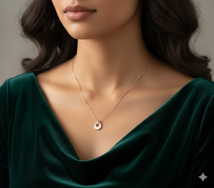 Rose Gold Crescent Moon Pendant Necklace