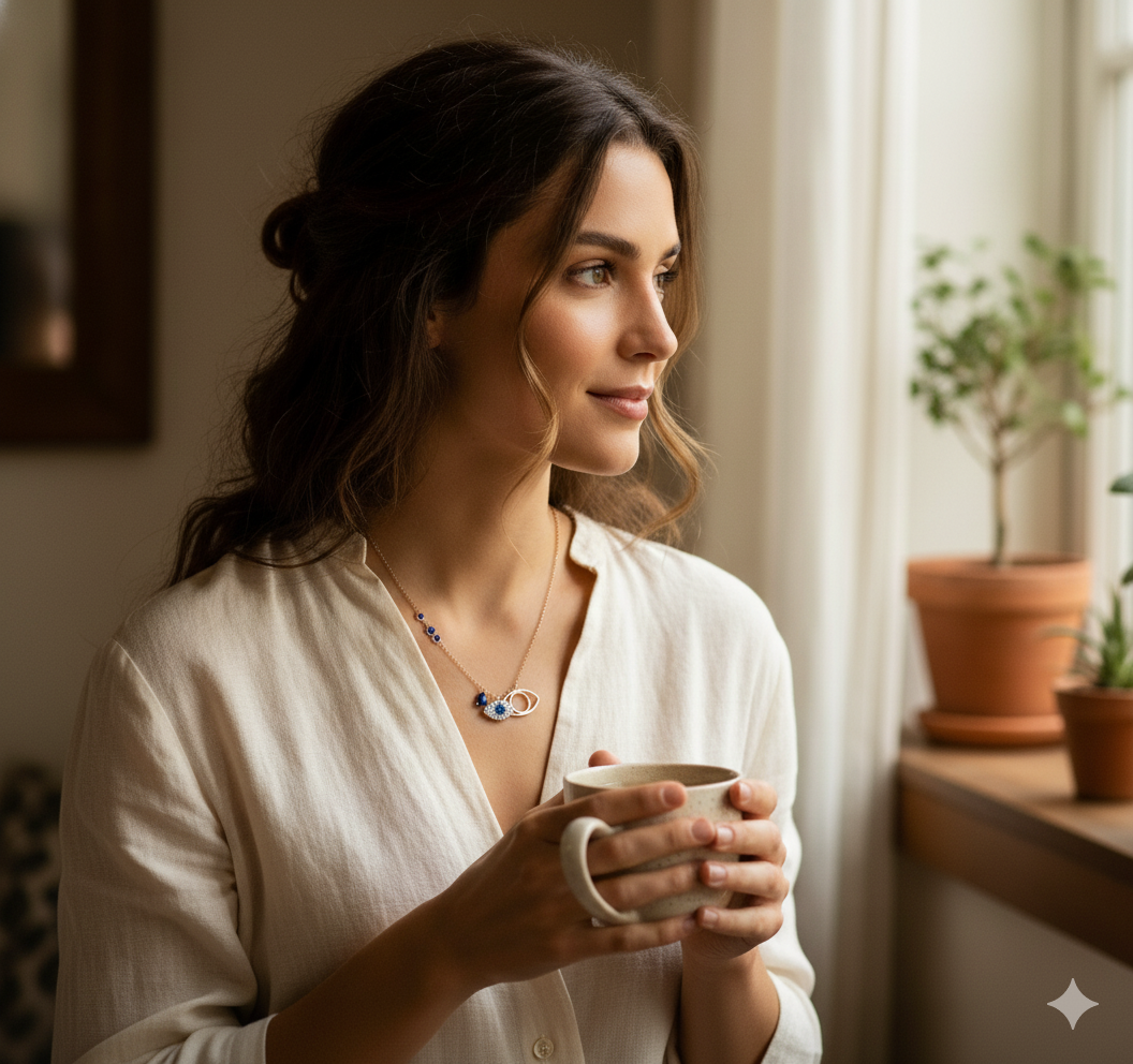 Rose Gold Evil Eye Protection Necklace