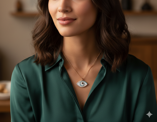 Rose Gold Plated Evil Eye Pendant Necklace