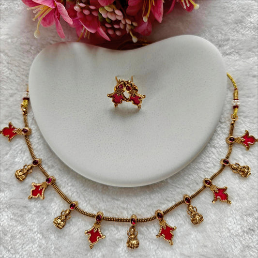 Temple Charm Necklace Set Magenta