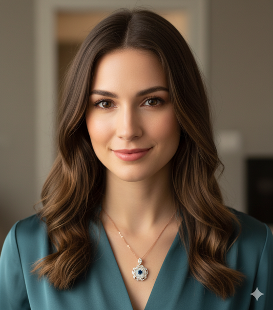 The Serenity Bloom: Sapphire & Diamond Accent Pendant